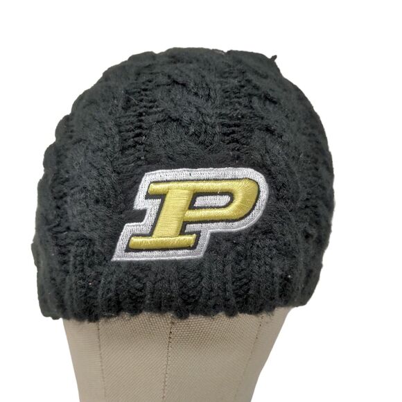 NCAA Purdue Black NEW ERA CAP HAT KNIT SKULL BEANIE WOMENS CABLE - Picture 1 of 12